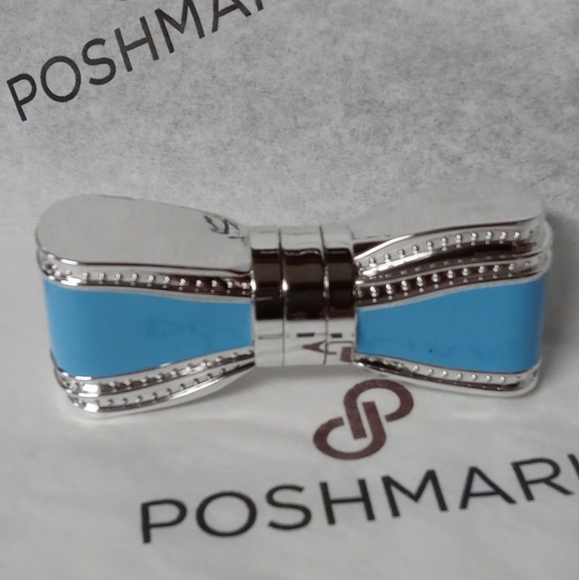 Hand Crafted Other - Blue and Silver Bow Case with Mint Flavor Lip Balm